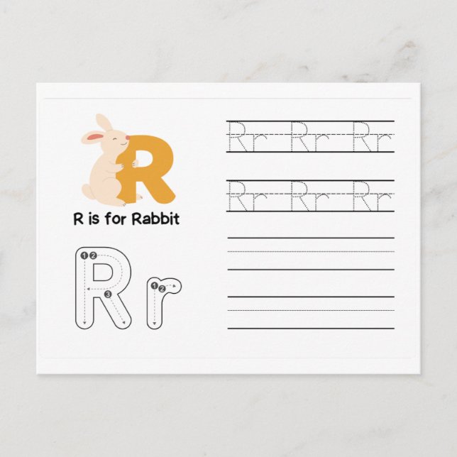 Handwriting FlashCards for Kindergarten | R,S | Postcard (Front)