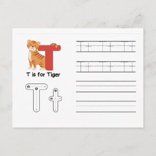 Handwriting FlashCards for Kindergarten T,U Postcard