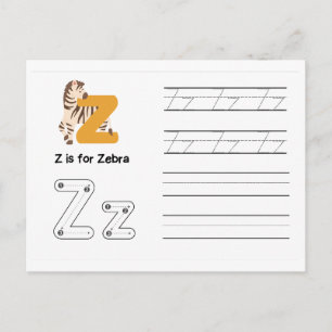 Handwriting FlashCards for Kindergarten Z Postcard