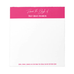 Handwriting From the Desk of Bright Raspberry Pink Notepad