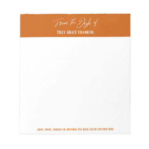 Handwriting From the Desk of Light Burnt Orange Notepad