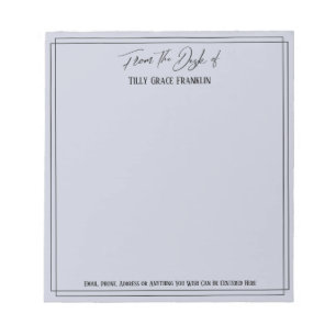 Handwriting From the Desk of Simple Dusty Blue Notepad