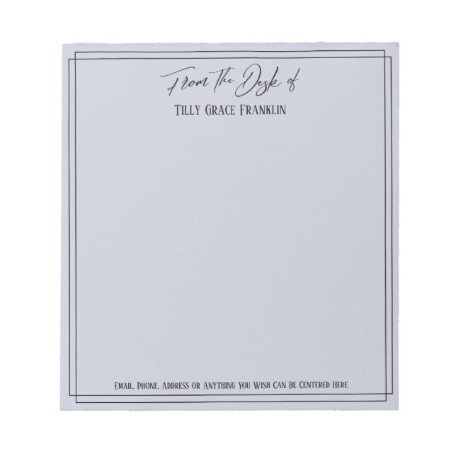 Handwriting From the Desk of Simple Dusty Blue Notepad (Front)