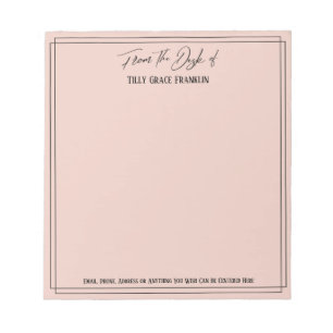 Handwriting From the Desk of Simple Light Blush Notepad