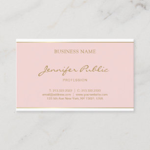 Handwriting Gold Name Text Blush Pink Template Business Card