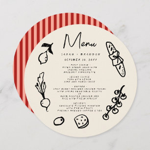Handwriting Hand drawn Retro Wedding Menu Invitation