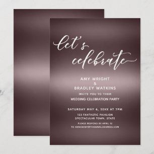 Handwriting Let's Celebrate Over Rose Gold Simple Invitation