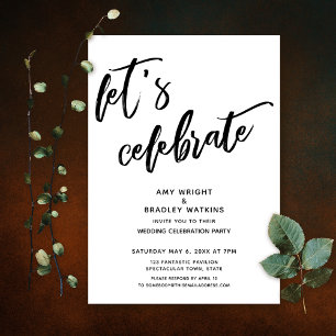 Handwriting Let's Celebrate Wedding Reception Invitation
