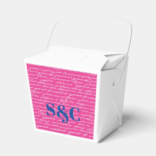 Handwriting Love Story INITIALS Couple Preppy Fun  Favour Box (Front Side)