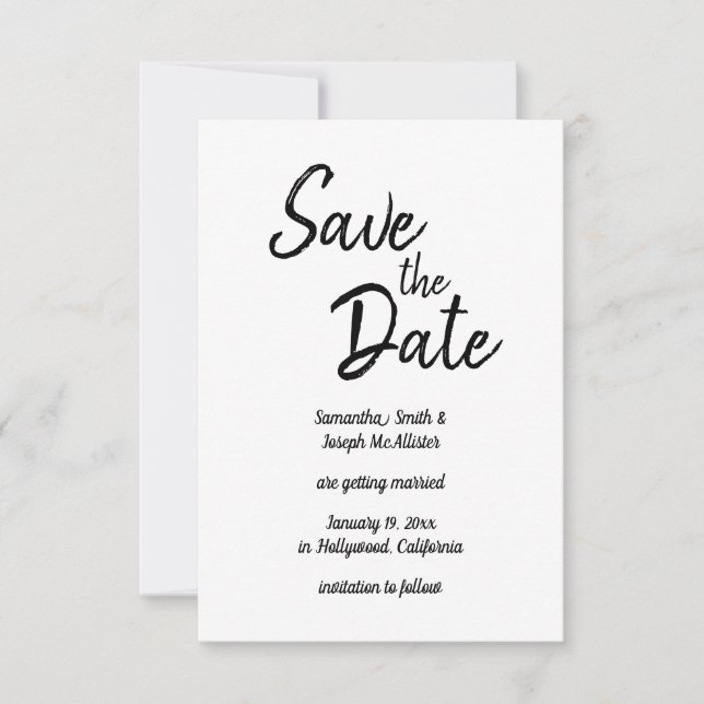 Handwriting Marker Style Font Black and White Invitation (Front)