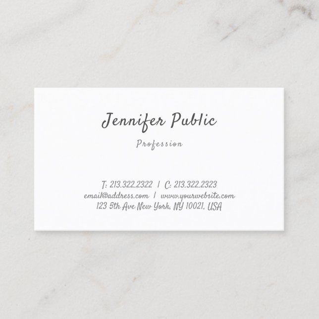 Handwriting Modern Elegant Minimalist Template Business Card (Front)