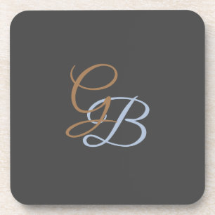 Handwriting modern plain monogram minimalist  coaster