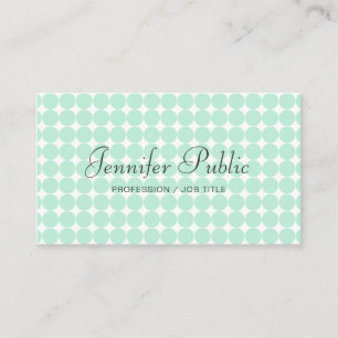Handwriting Modern Template Elegant Mint Green Bus Business Card