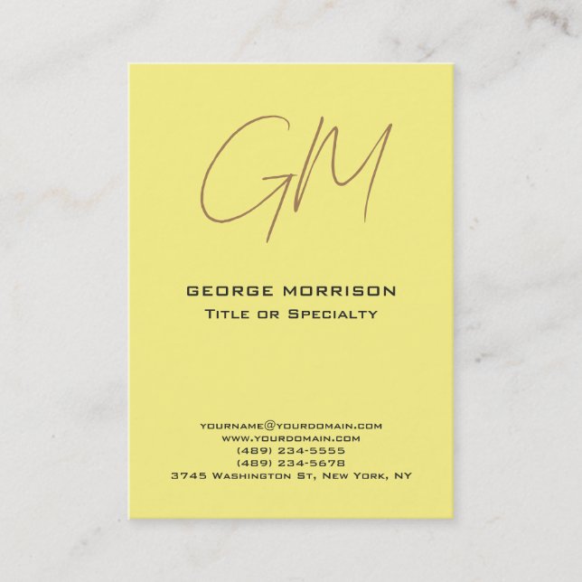 Handwriting Monogram Large Professional Modern Business Card (Front)