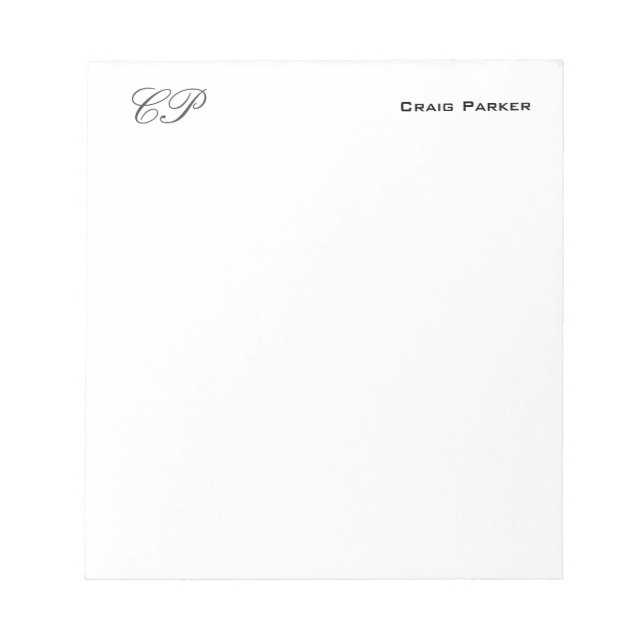 Handwriting Monogram Professional Plain Simple Notepad (Front)