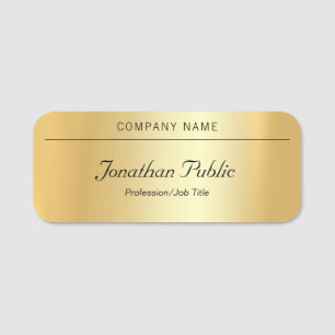 Handwriting Name Modern Elegant Gold Glamour Tag