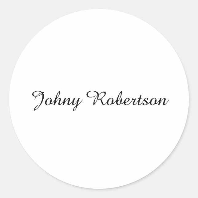 Handwriting Name Plain Elegant Professional Modern Classic Round Sticker (Front)