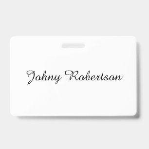 Handwriting Name Plain Elegant Professional Modern ID Badge