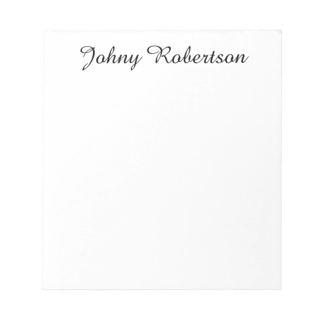 Handwriting Name Plain Elegant Professional Modern Notepad (Front)