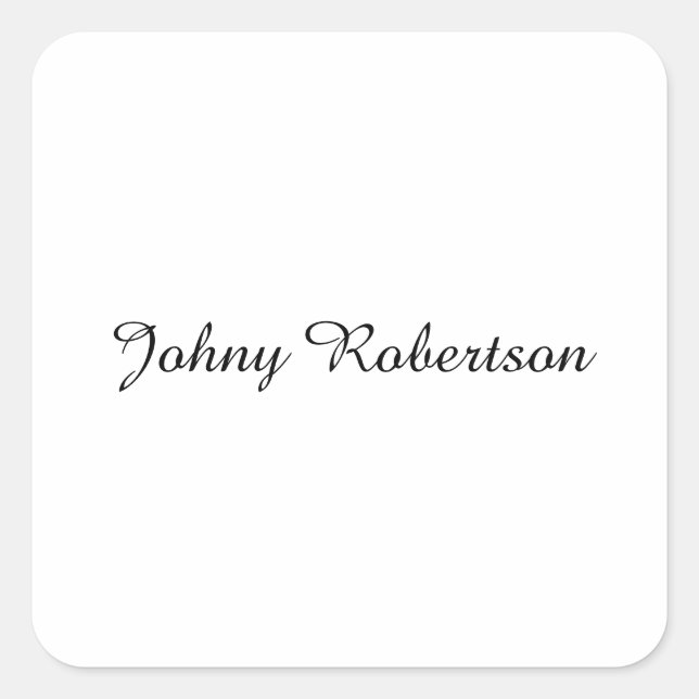 Handwriting Name Plain Elegant Professional Modern Square Sticker (Front)