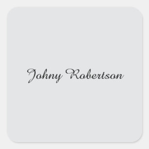 Handwriting Name Plain Elegant Professional Modern Square Sticker