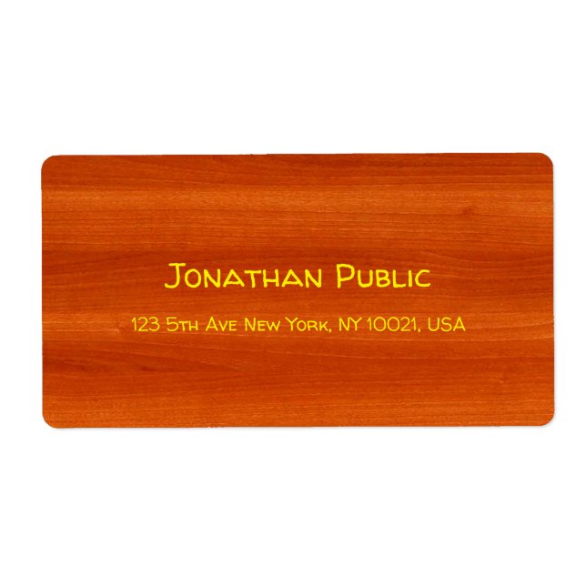 Handwriting Name Text Walnut Wood Gold Shipping (Front)