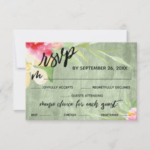 Handwriting Painted Floral Green Wood Menu Choice