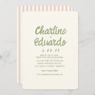 Handwriting Pastel Retro Simple Wedding invitation