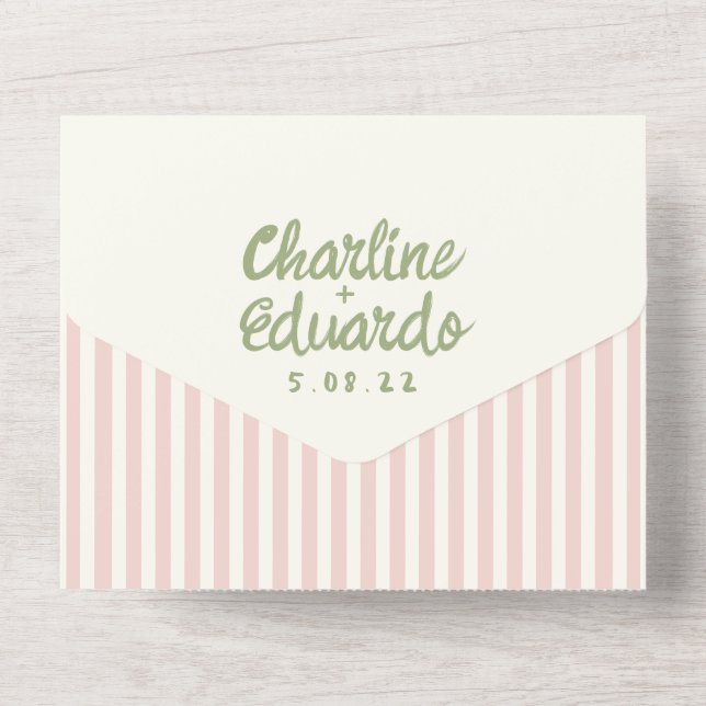 Handwriting Pastel Retro Wedding All In One Invitation (Back)
