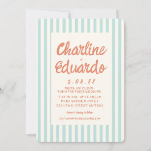 Handwriting Pastel Retro Wedding invitation Card