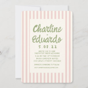Handwriting Pastel Retro Wedding invitation Card