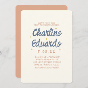 Handwriting Pastel Retro Wedding invitation Card