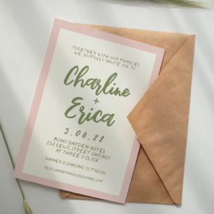 Handwriting Pastel Retro Wedding invitation Card
