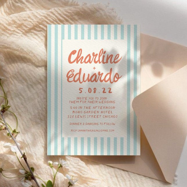 Handwriting Pastel Retro Wedding invitation Card (Creator Uploaded)