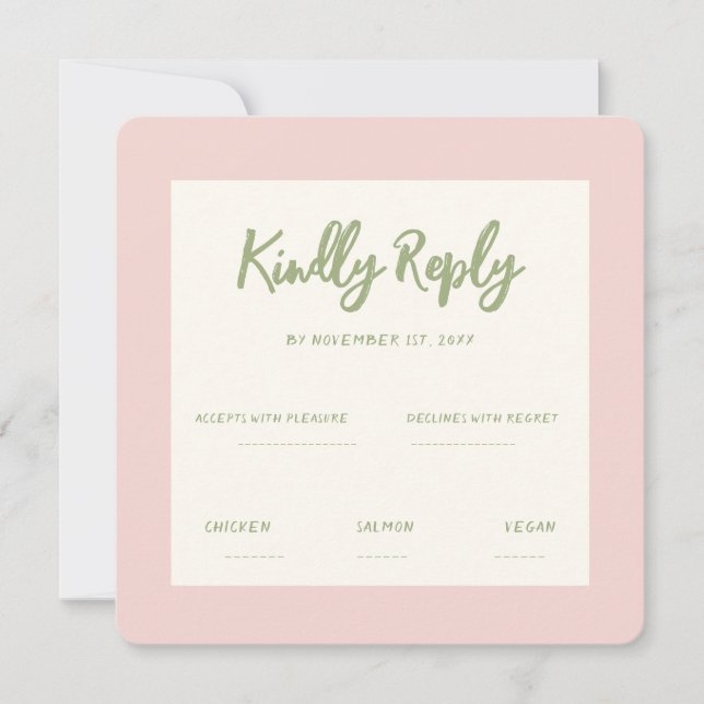 Handwriting Pastel Retro Wedding Rsvp Invitation (Front)