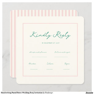 Handwriting Pastel Retro Wedding Rsvp Invitation