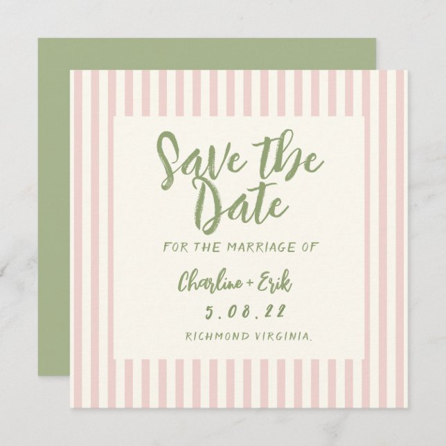 Handwriting pastel Retro Wedding Save The Date (Front/Back)