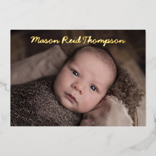 Handwriting Photo Birth Announcement Card