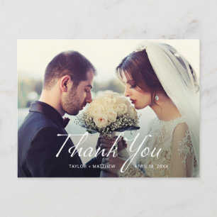 Handwriting Photo Wedding Thank You Postcard