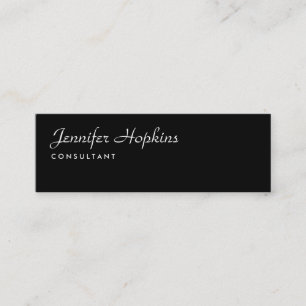 Handwriting Plain Black Modern Slim Feminine Mini Business Card