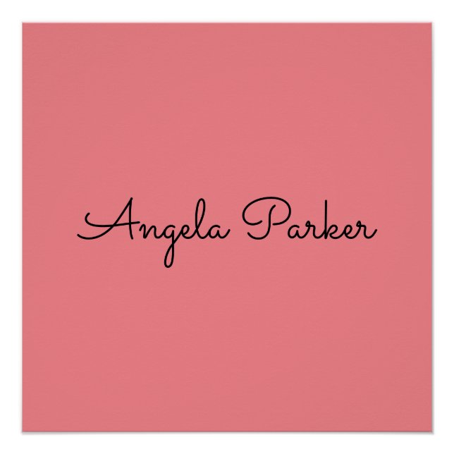 Handwriting Plain Simple Pink Professional Modern Poster (Front)