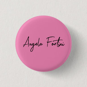 Handwriting Plain Simple Pink Professional Name 3 Cm Round Badge