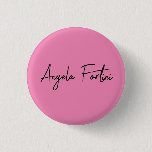 Handwriting Plain Simple Pink Professional Name 3 Cm Round Badge (Front)