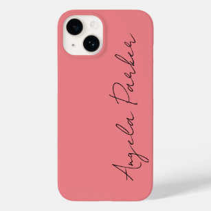Handwriting Plain Simple Pink Professional Name Case-Mate iPhone 14 Case