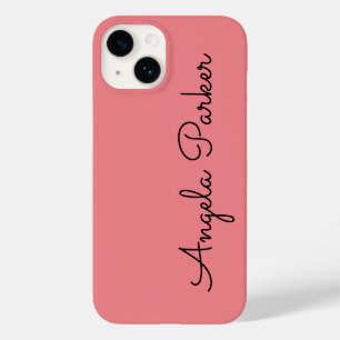 Handwriting Plain Simple Pink Professional Name Case-Mate iPhone 14 Case