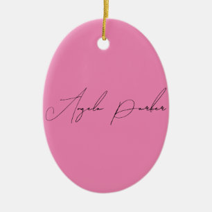 Handwriting Plain Simple Pink Professional Name Ceramic Ornament
