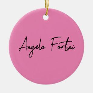 Handwriting Plain Simple Pink Professional Name Ceramic Ornament