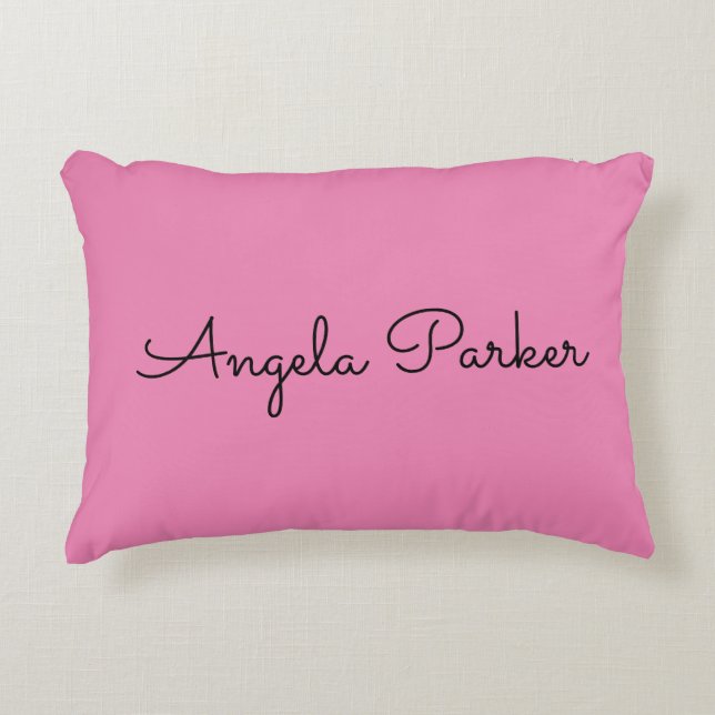 Handwriting Plain Simple Pink Professional Name Decorative Cushion (Front)