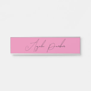 Handwriting Plain Simple Pink Professional Name Door Sign