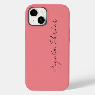 Handwriting Plain Simple Pink Professional Name iPhone 14 Case